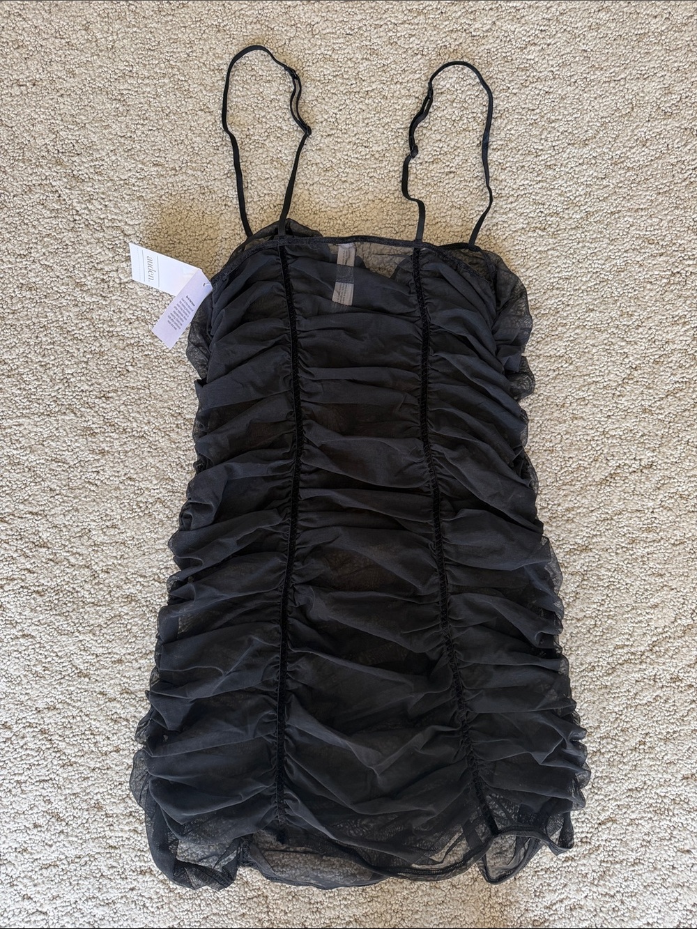 Auden Mesh Lingerie Slip Dress in Black Sheer Ruched Chemise Bodycon Women S NEW - Picture 5 of 12